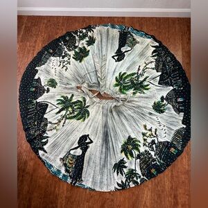 🚨 Amazing Vintage Handmade Sequins VIVA Tropical Print Circle Skirt